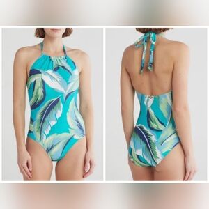 NWT Jantzen Jungle Foliage Carol High-Neck Freshwater One-Piece Swimsuit
